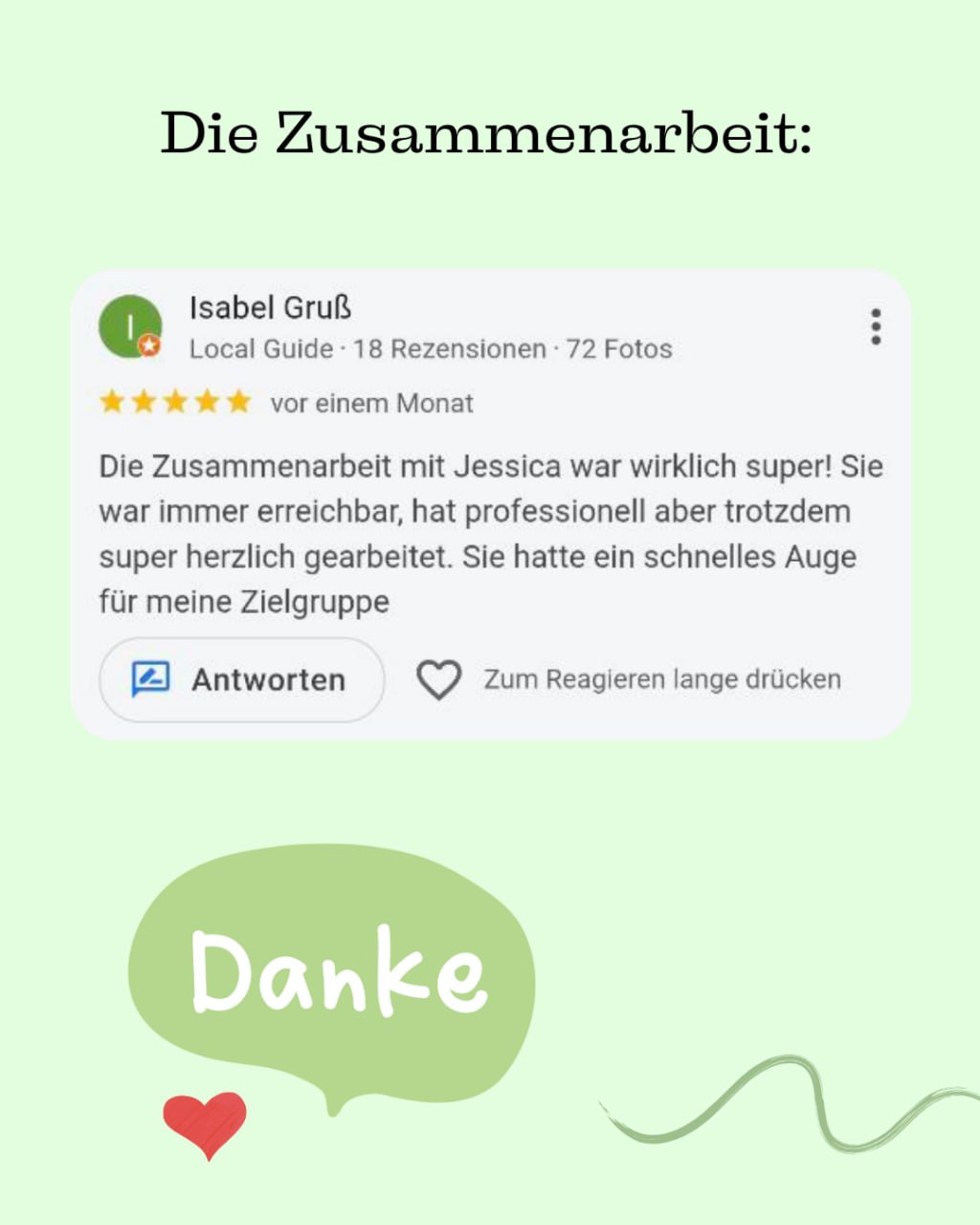 Originale Google-Bewertung von Isabel Gruß